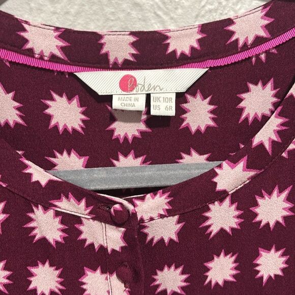 Boden Burgundy Starburst Tiered Dress Size US 6 - Picture 2 of 9